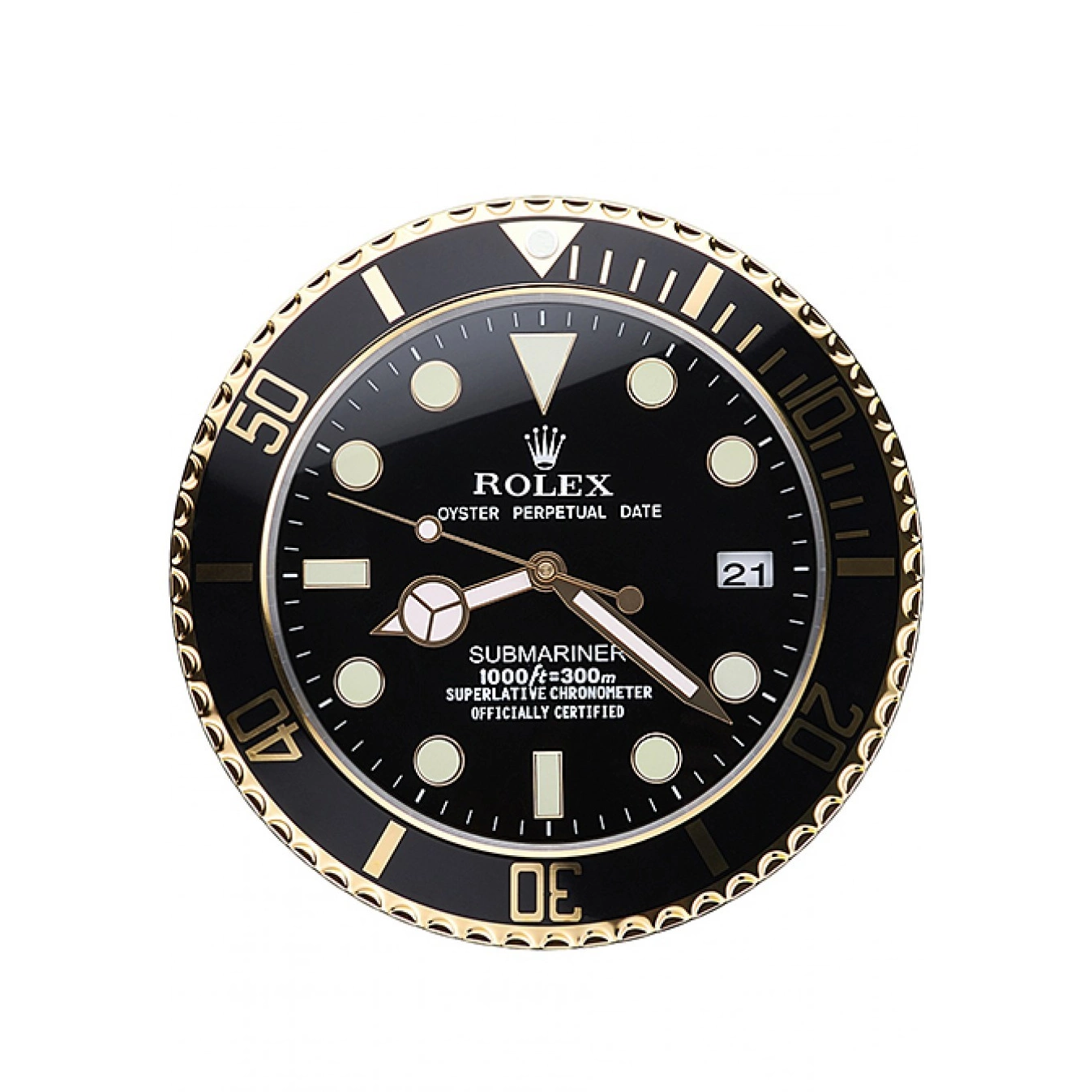 MiroTime 0813 Rolex Submariner Wall Clock Black-Gold 622476